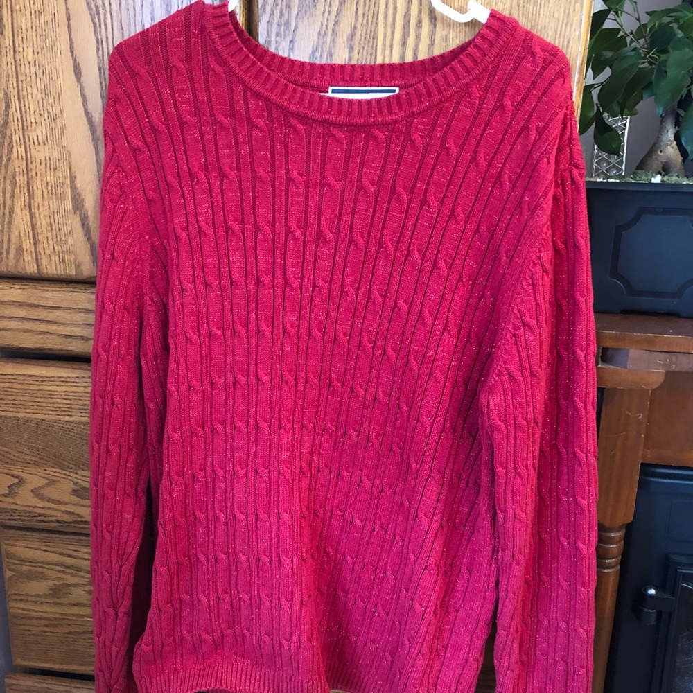 Karen Scott Red Sparkling Knit Sweater